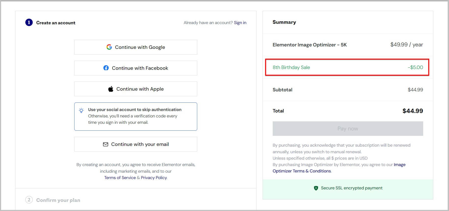 Claim Elementor Image Optimizer birthday promo