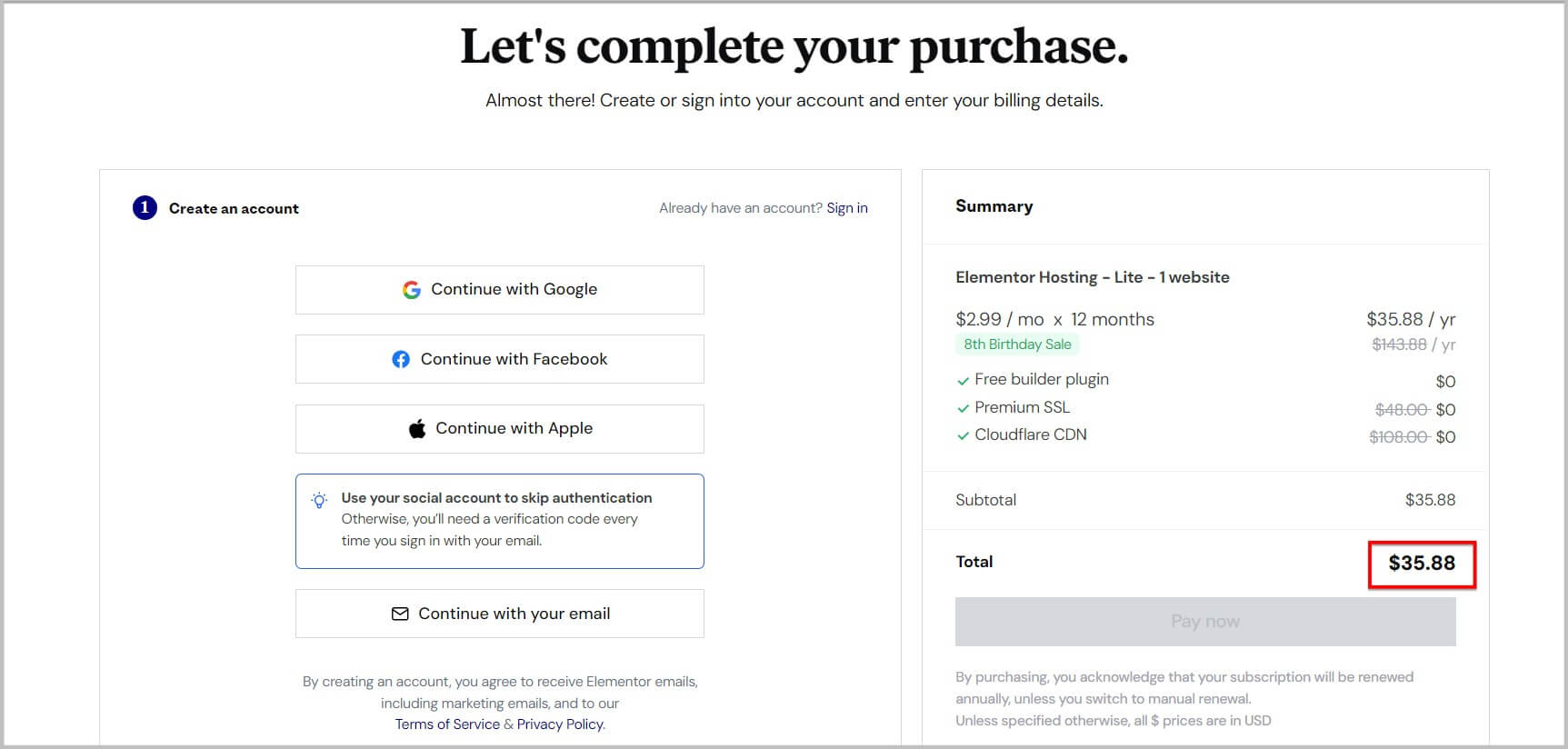 Claim Elementor WordPress Hosting Birthday promo