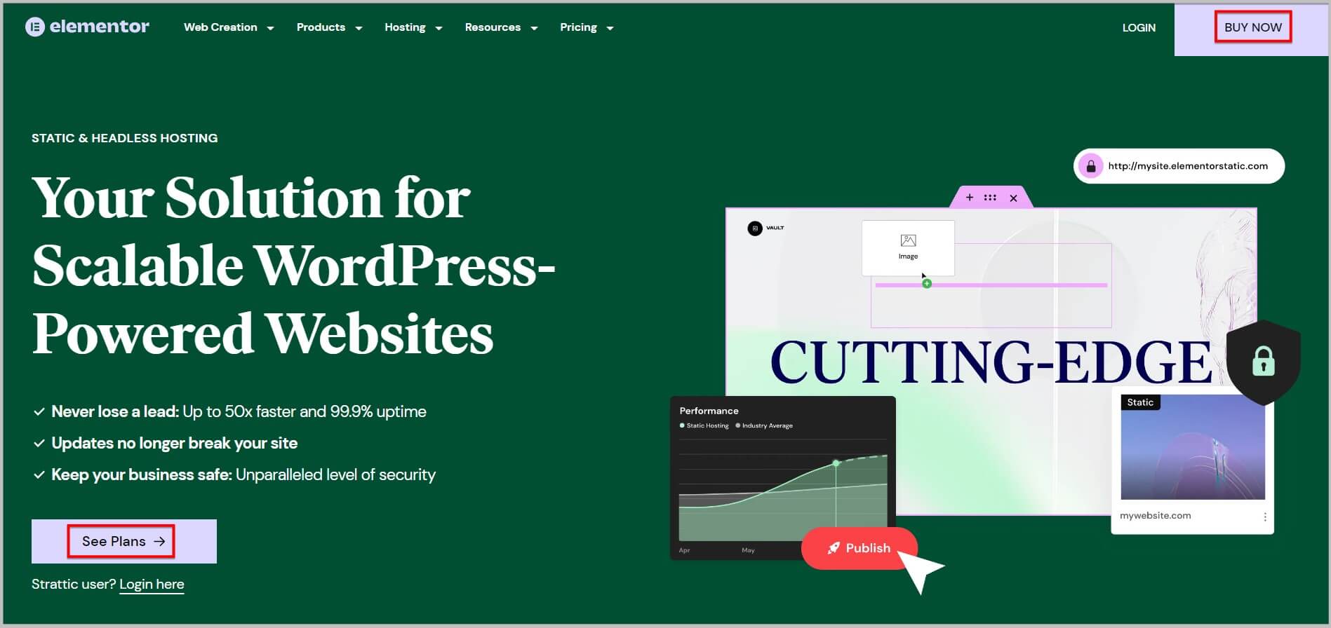 Elementor Static Hosting landing page during Birthday Sale